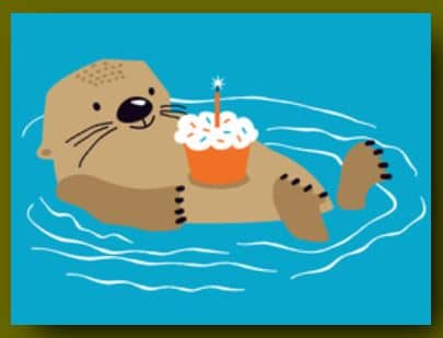 Happy Birthday Otter with Cupcake Card by Great Arrow Graphics