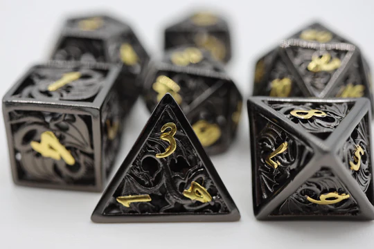 Hollow Night Dragon Metal Dice Set-by-Foam Brain Games