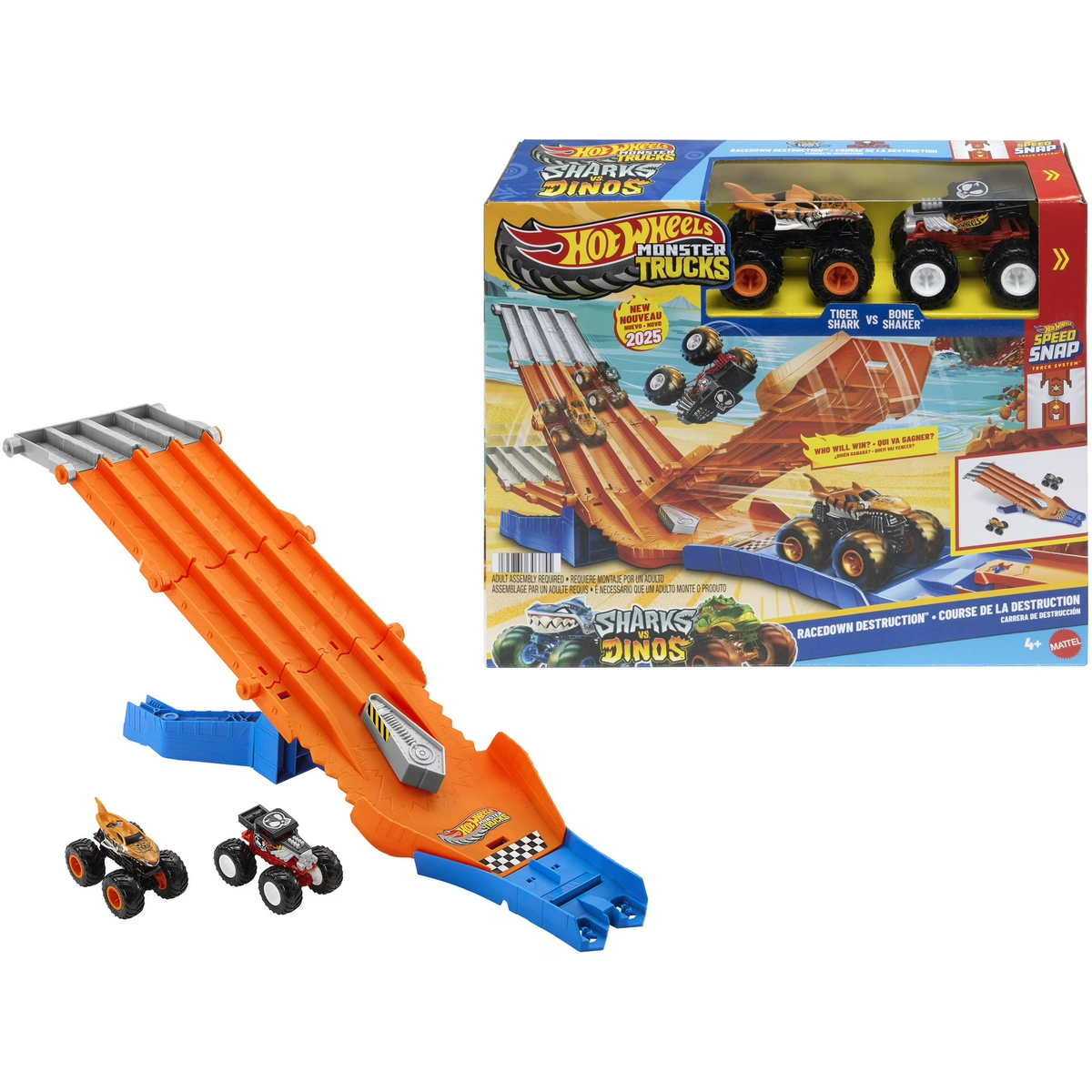 Hot Wheels Monster Trucks Race Down Destruction Playset – A2Z