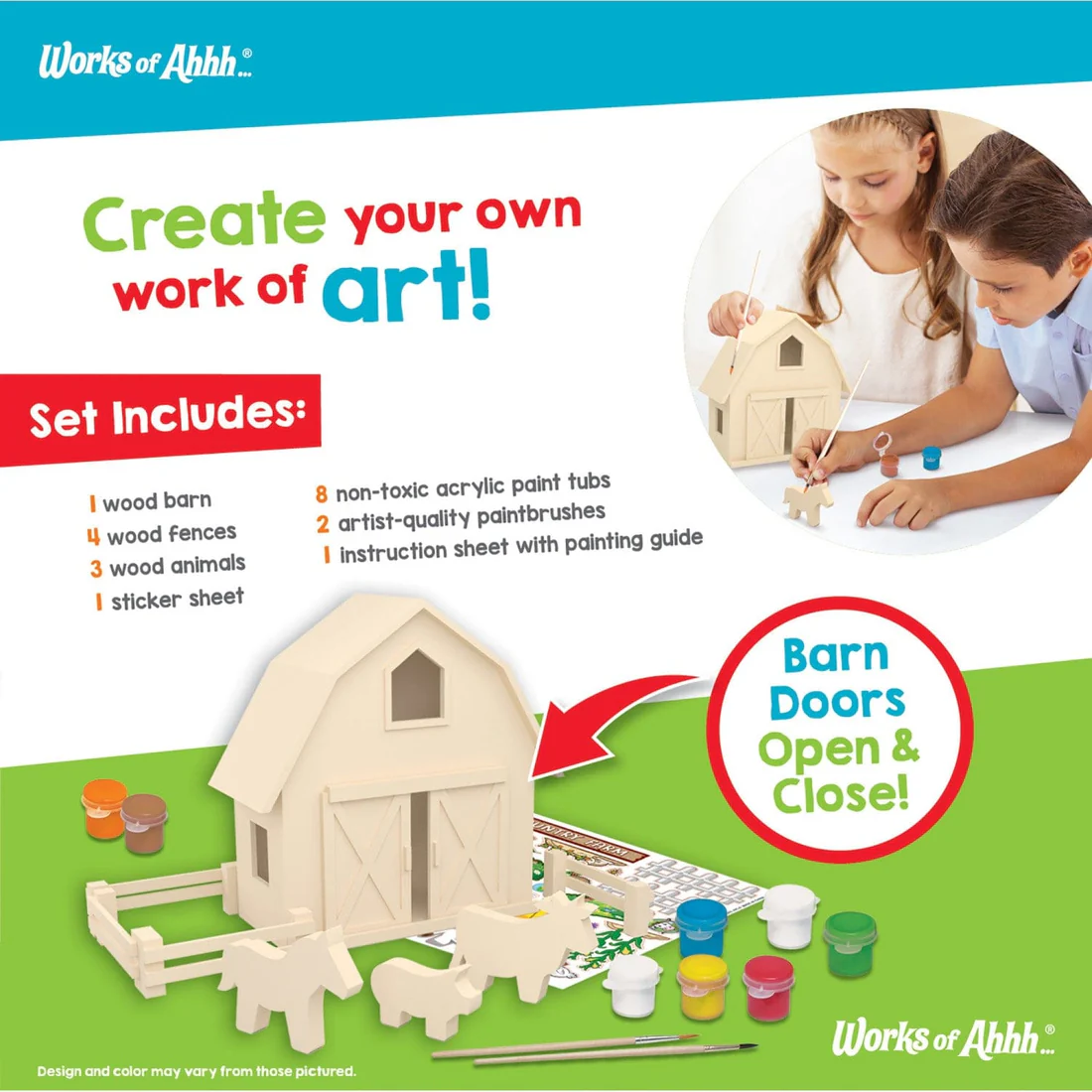 Country Farm Wood Wood Craft & Paint Kit by Works of Ahhh!