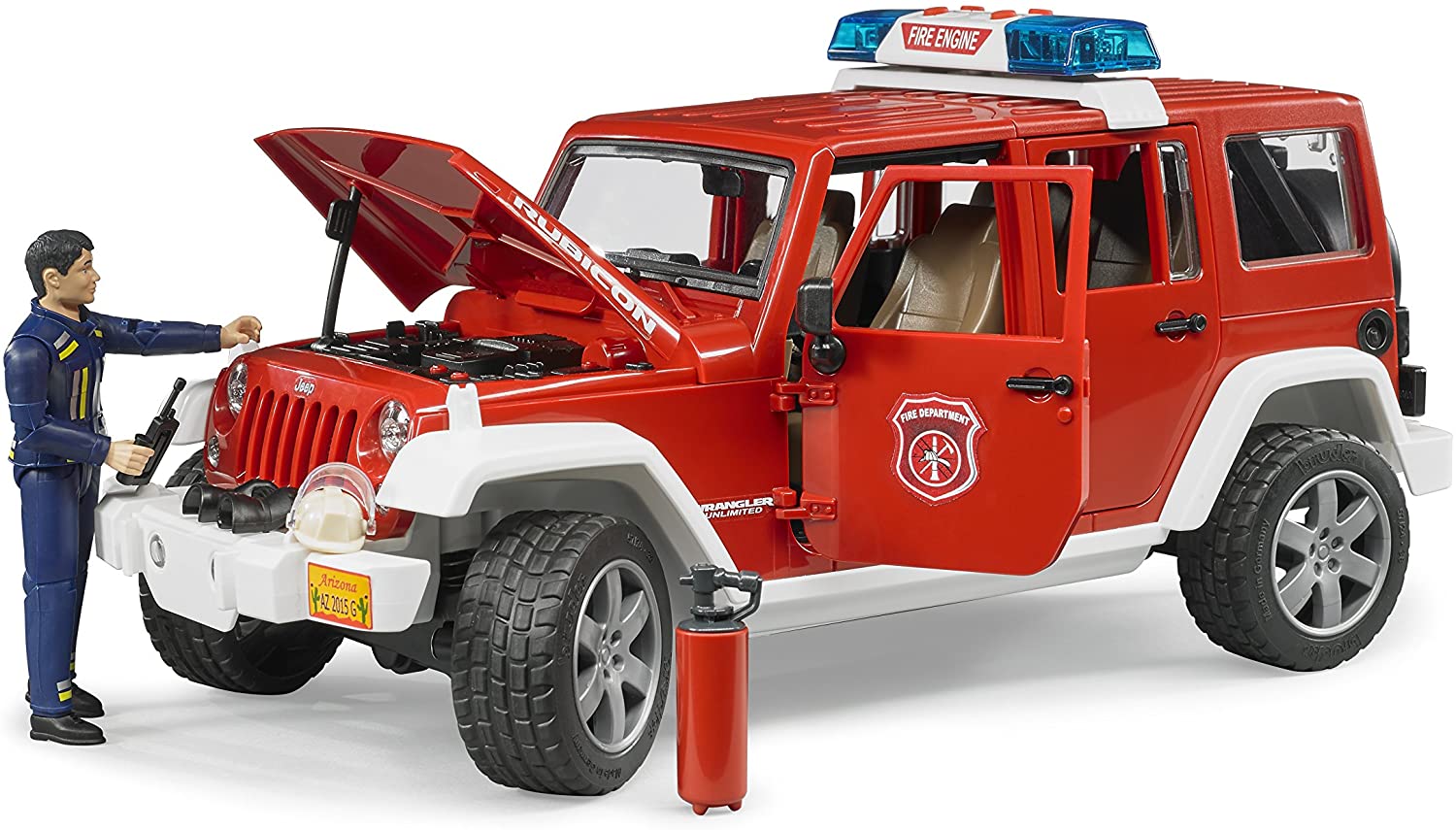 Jeep Rubicon Fire Rescue Vehicle with Fireman by Bruder 1