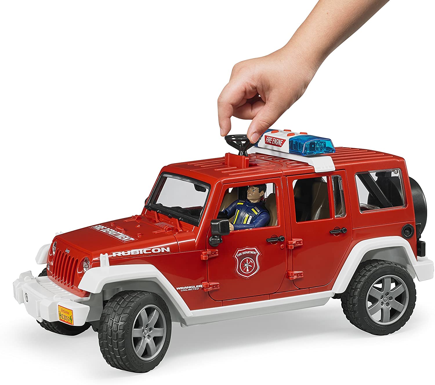 Jeep Rubicon Fire Rescue Vehicle with Fireman by Bruder 2