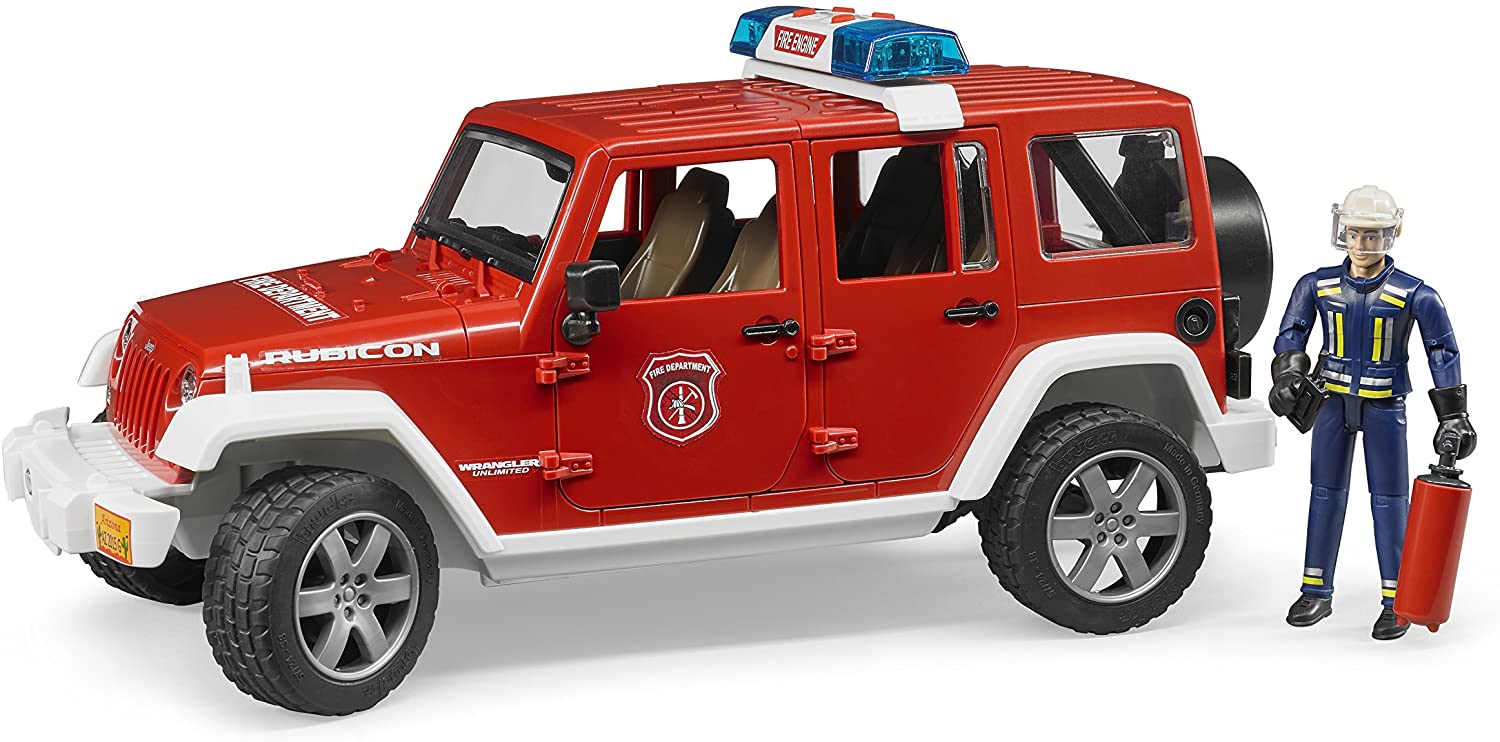 Jeep Rubicon Fire Rescue Vehicle with Fireman by Bruder