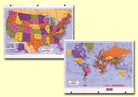 Laminated World and United States Map Binder Size by Painless Learning