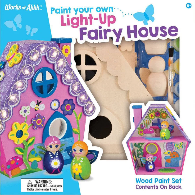 Light-Up Fairy House Wood Craft & Paint Kit-by-Works of Ahhh!