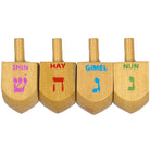 Little Wooden Dreidels Colored Writing by Jewish Educational Toys