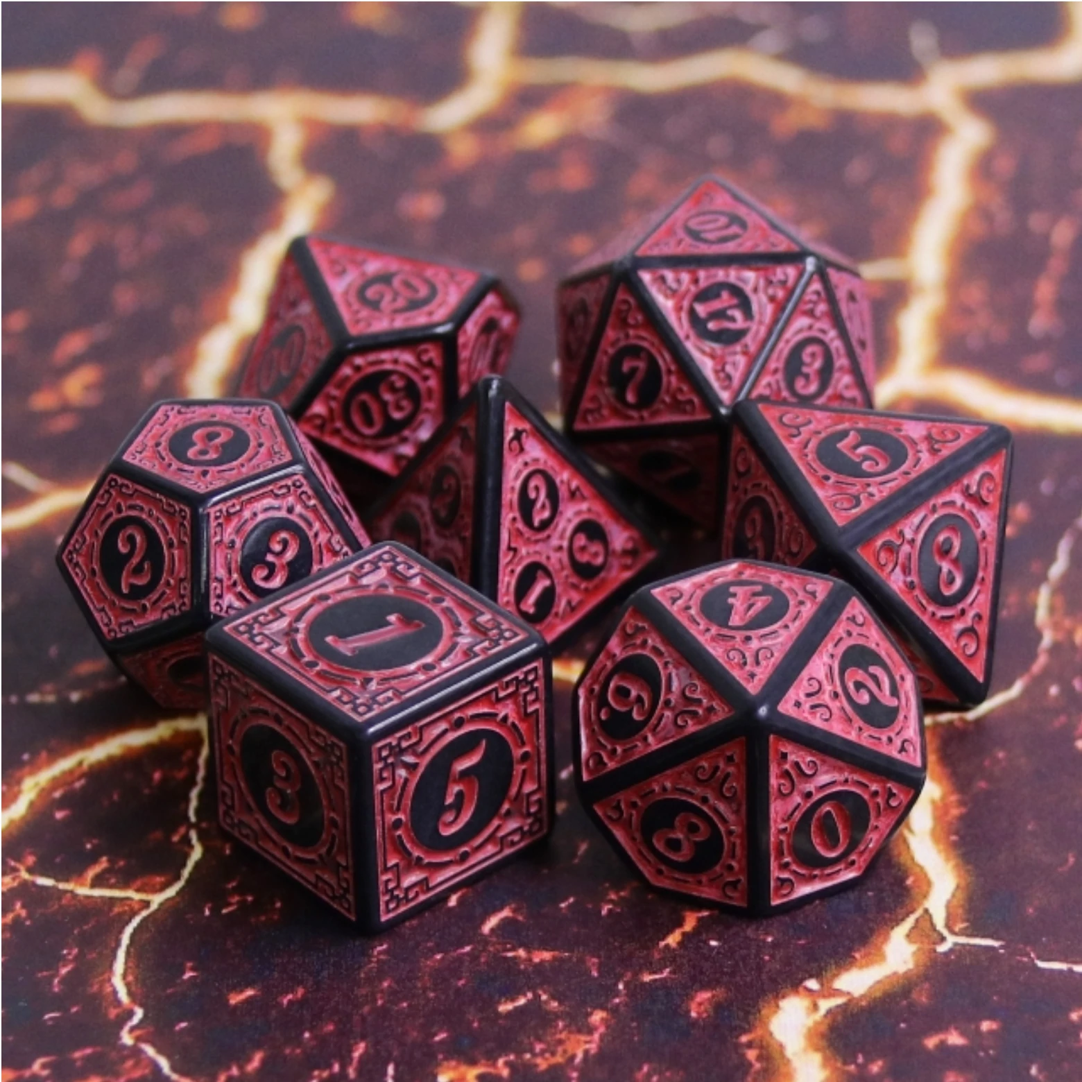 Magic Flame Red RPG Dice Set by Foam Brain Games 1