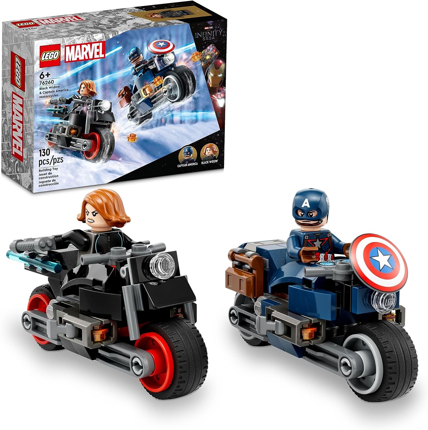 Marvel Black Widow & Captain America Motorcycles-by-Lego