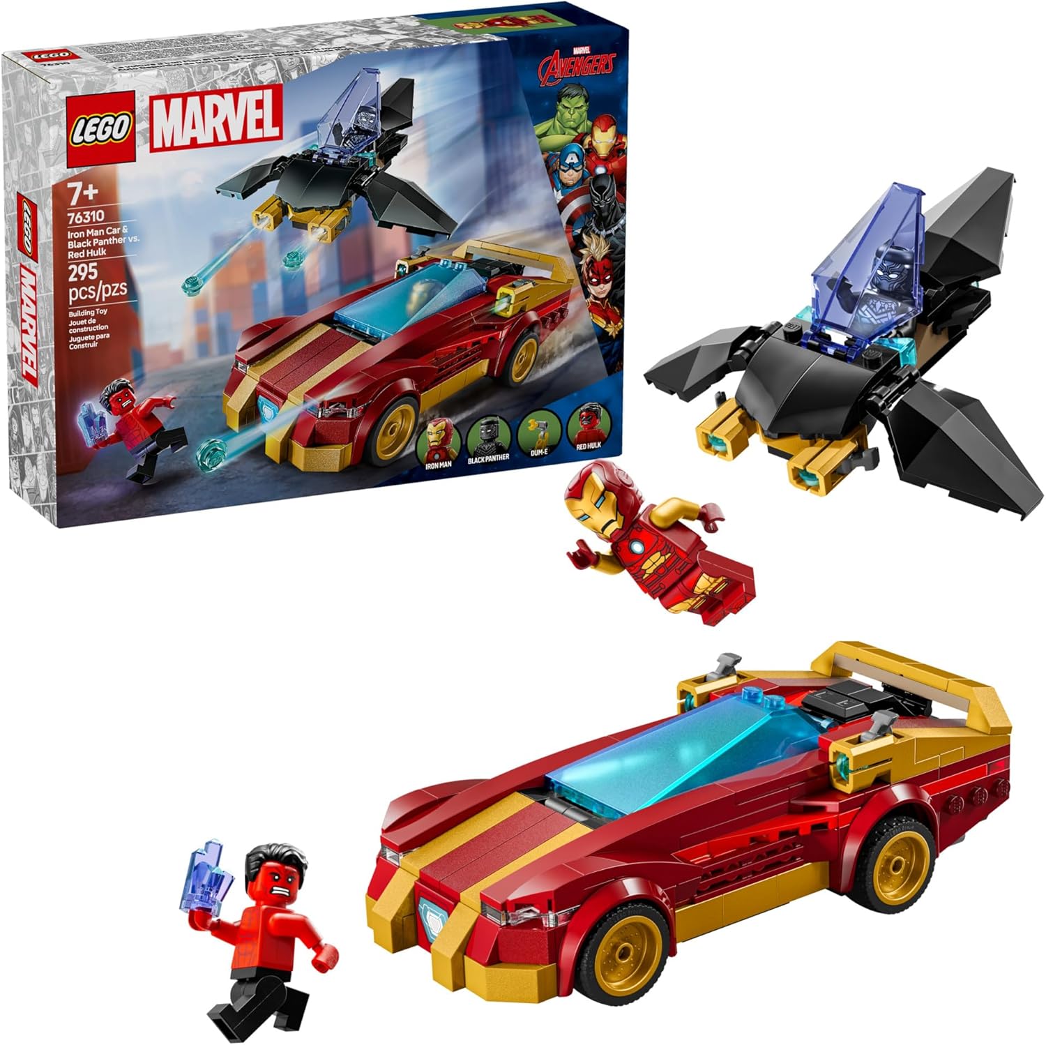 Marvel Iron Man Car & Black Panther vs. Red Hulk-by-Lego