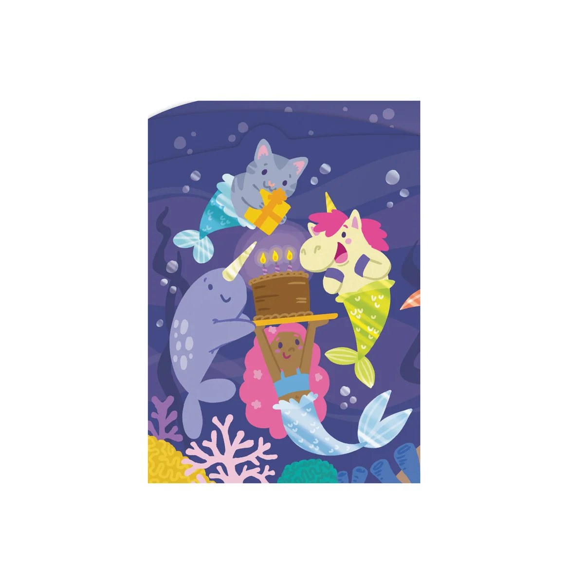 Mermaid Tri Fold Birthday Card-by-Peaceable Kingdom