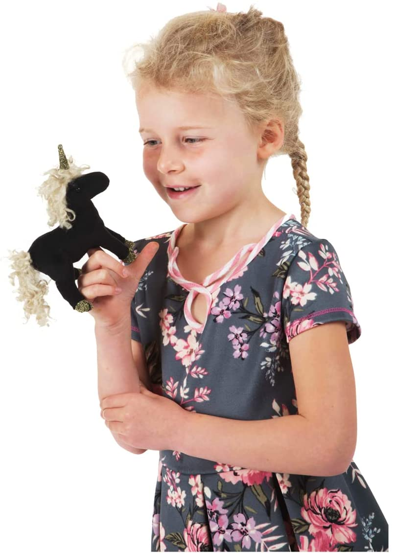 Mini Black Unicorn Finger Puppet by Folkmanis 3