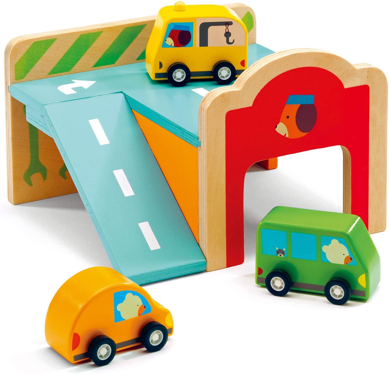 Mini Garage Wooden Playset by Djeco 1