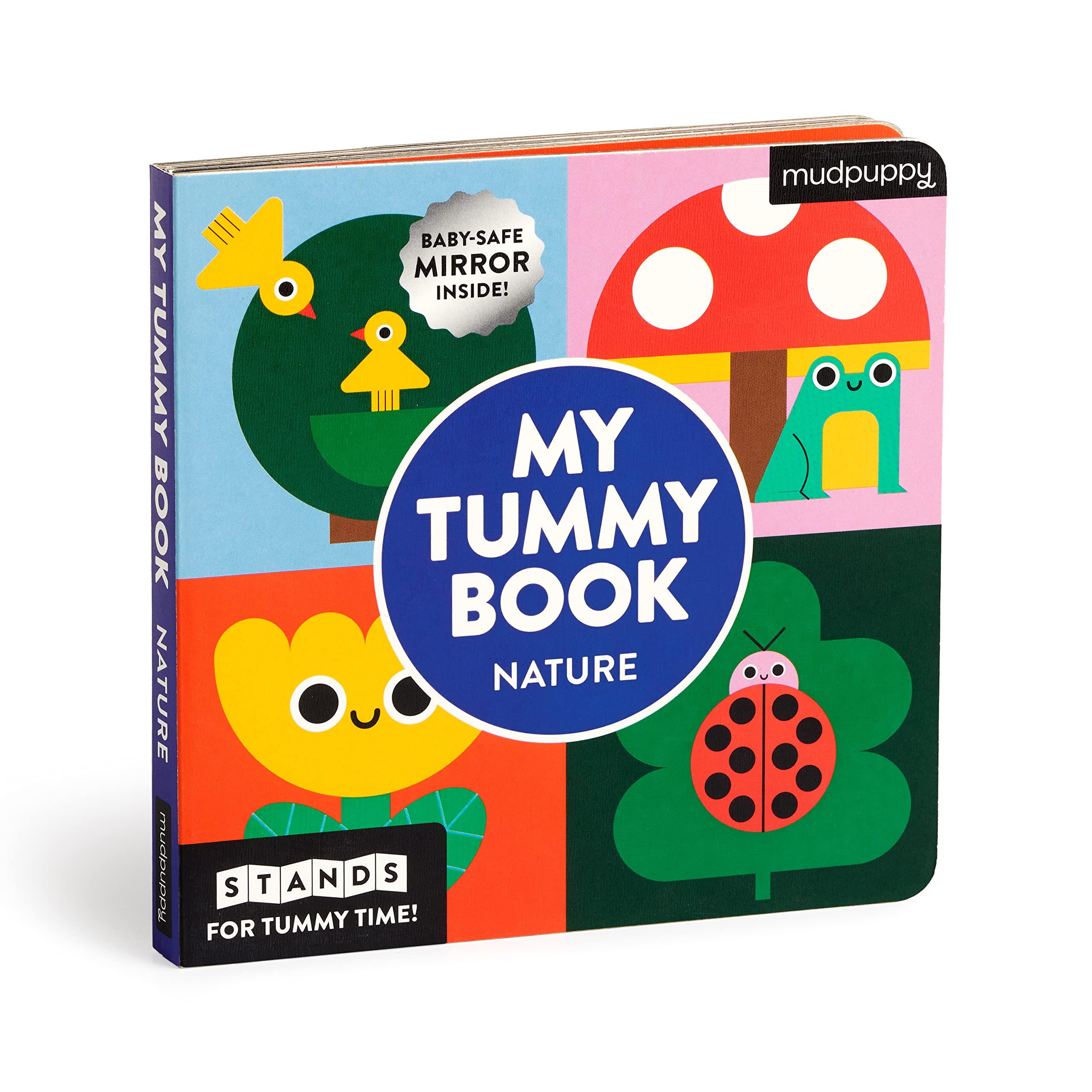 My Tummy Sturdy Fold Out Board Book With Baby Safe Mirror - Nature-by-Mudpuppy