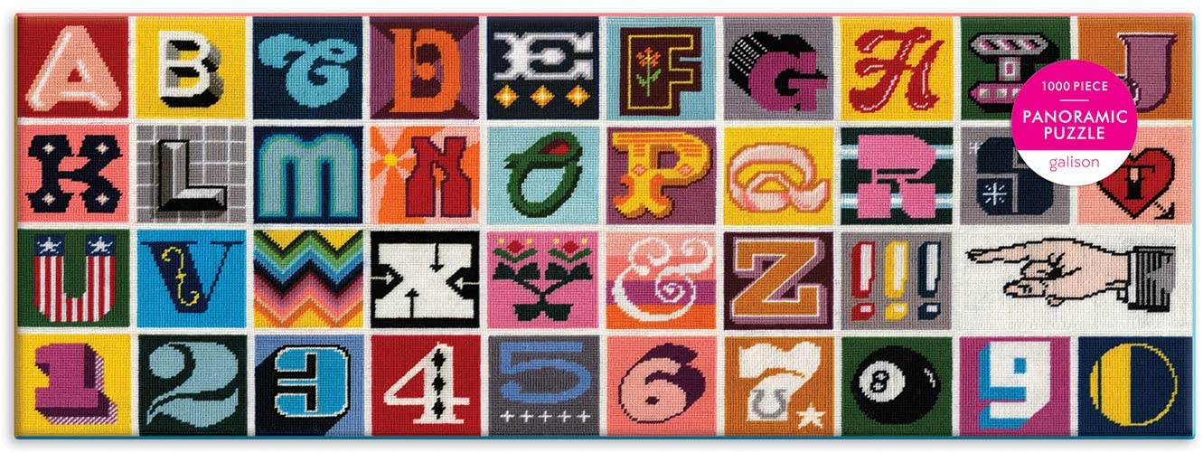Needlepoint A to Z 1000pc Panoramic Puzzle by Galison 1