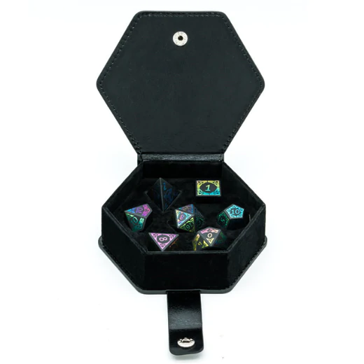 Obsidian and Rainbow Flourish Stone RPG Dice Set by Foam Brain Games 3