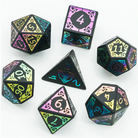 Obsidian and Rainbow Flourish Stone RPG Dice Set by Foam Brain Games 4