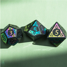 Obsidian and Rainbow Flourish Stone RPG Dice Set by Foam Brain Games 5