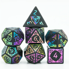 Obsidian and Rainbow Flourish Stone RPG Dice Set by Foam Brain Games