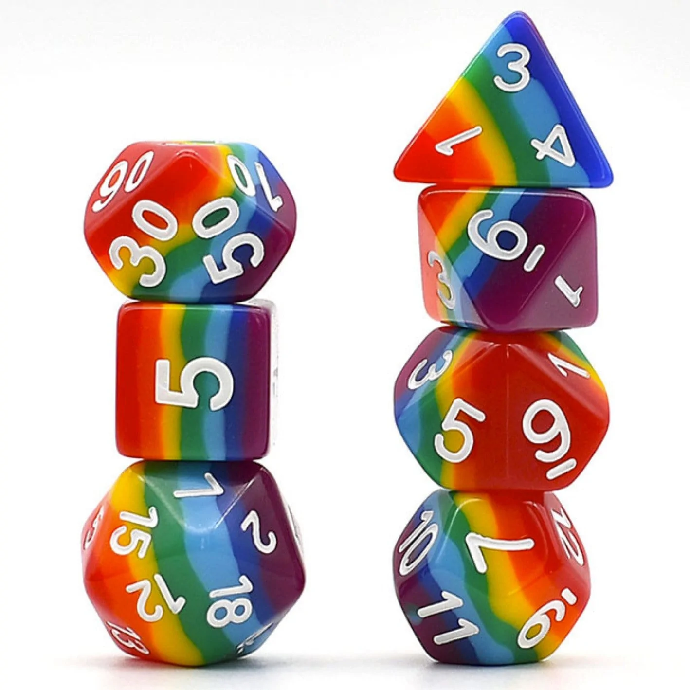 Opaque Rainbow Layer RPG Dice Set by Foam Brain Games 1