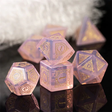 Pink Opalite Stone RPG Dice Set by Foam Brain Games 2