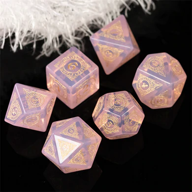 Pink Opalite Stone RPG Dice Set by Foam Brain Games 4