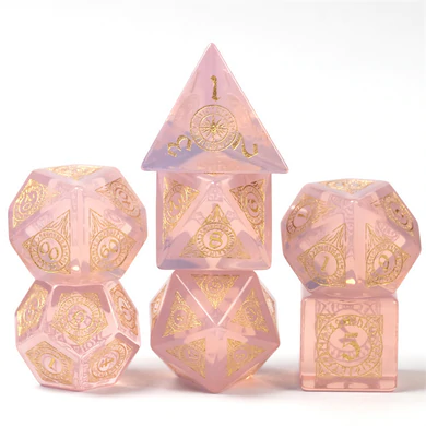 Pink Opalite Stone RPG Dice Set by Foam Brain Games