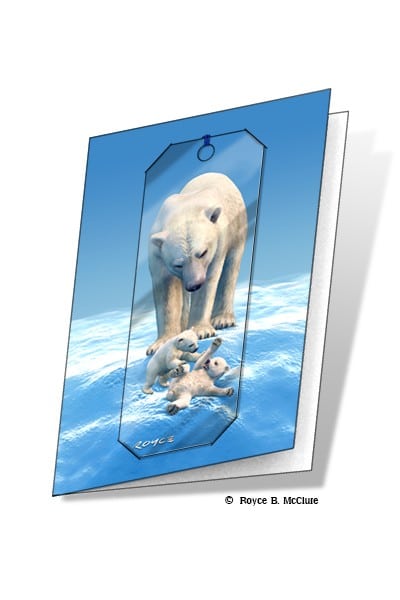 Polar Bears 3D Card with Bookmark by Artgame