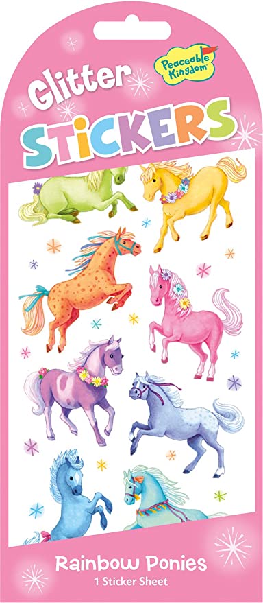 Ponies Glitter Rainbow Sticker by Peaceable Kingdom