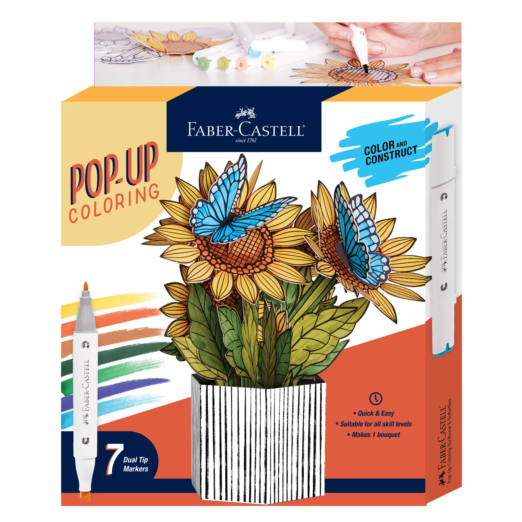 Pop Up Coloring Bouquet - Sunflowers & Butterflies-by-Faber-Castell