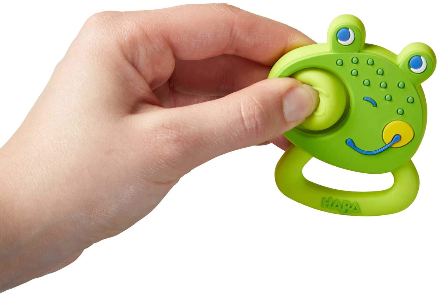Popping Frog Silicone Teething Clutching Toy by Haba 1