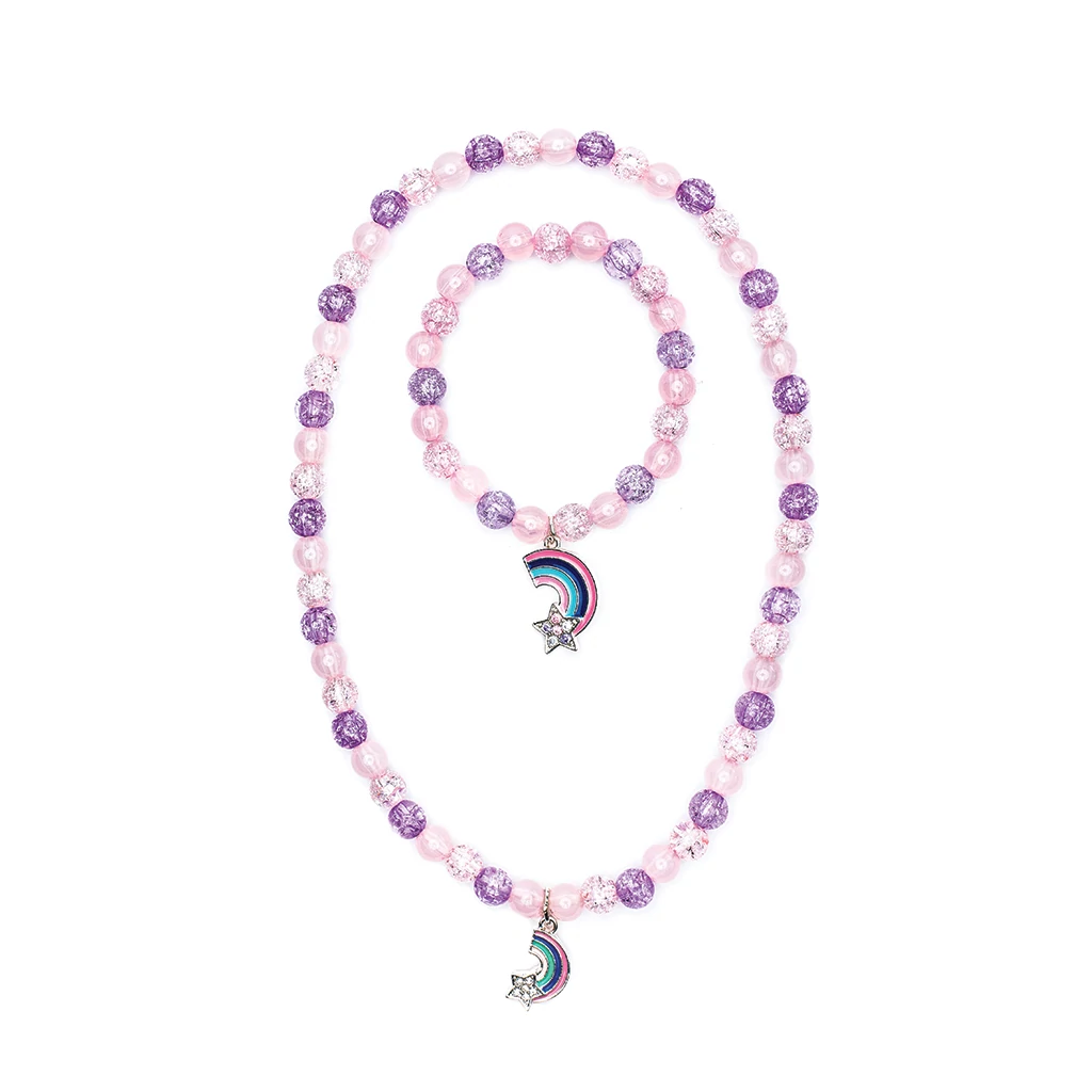 Purple Rainbow Necklace and Bracelet Set by Great Pretenders