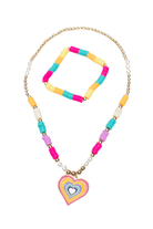Rainbow Love Necklace Bracelet Set-by-Great Pretenders