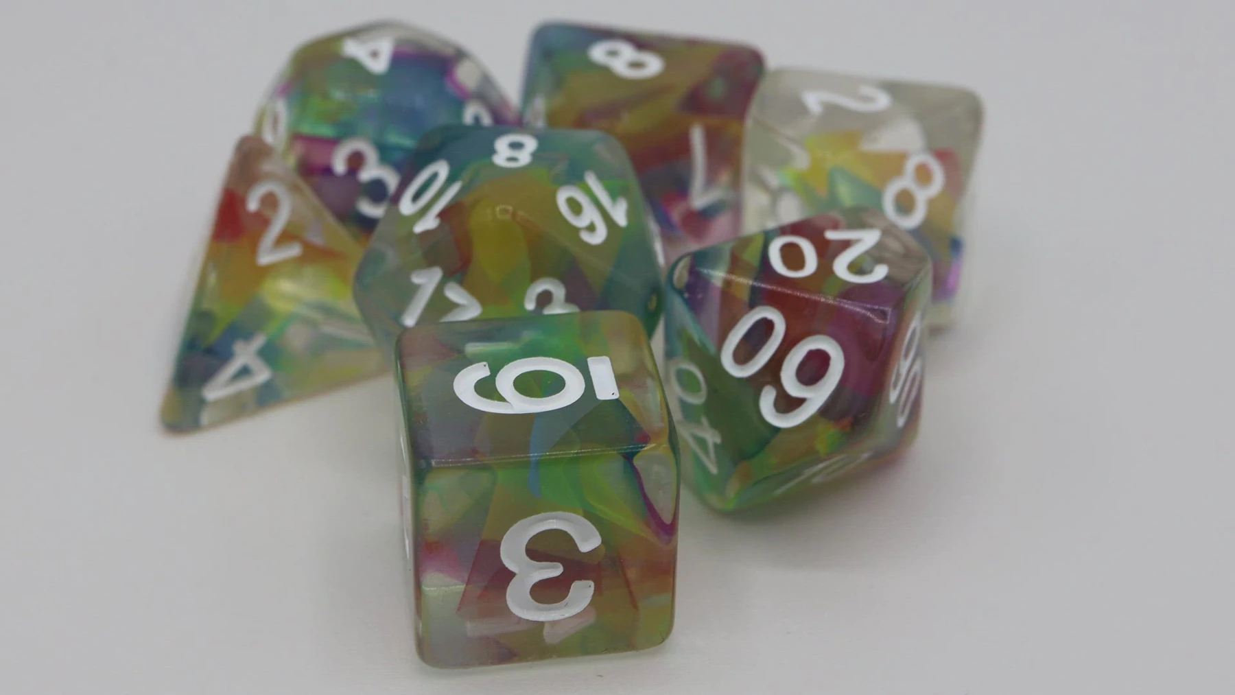 Rainbow Ribbon RPG Dice Set by Foam Brain Games 1