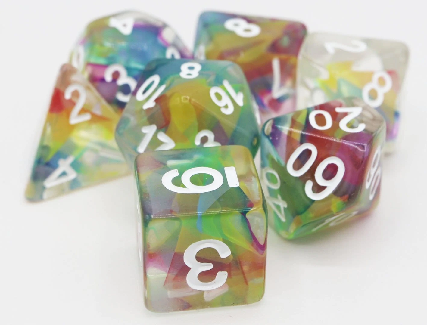 Rainbow Ribbon RPG Dice Set by Foam Brain Games 5