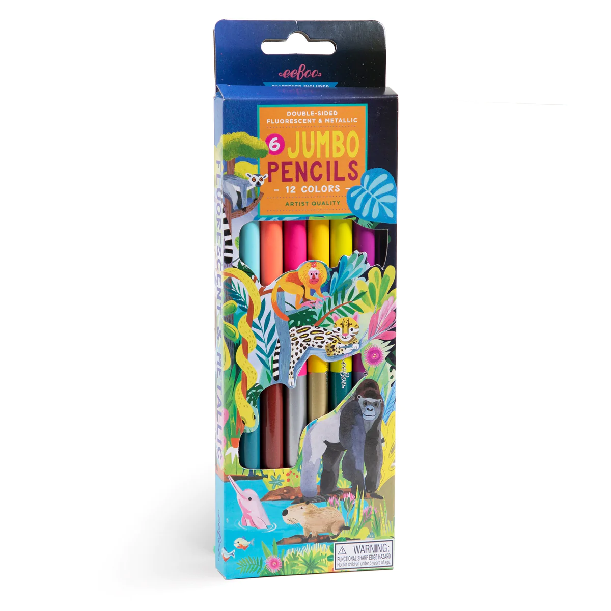 Rainforest 6 Jumbo Double-Sided Color Pencils-by-eeBoo