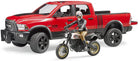 Ram 2500 Power Wagon with Ducati Scarmbler Desert Sled and Driver by Bruder