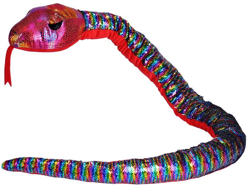 Red Rainbow Sequin Snake 54 by Wild Republic