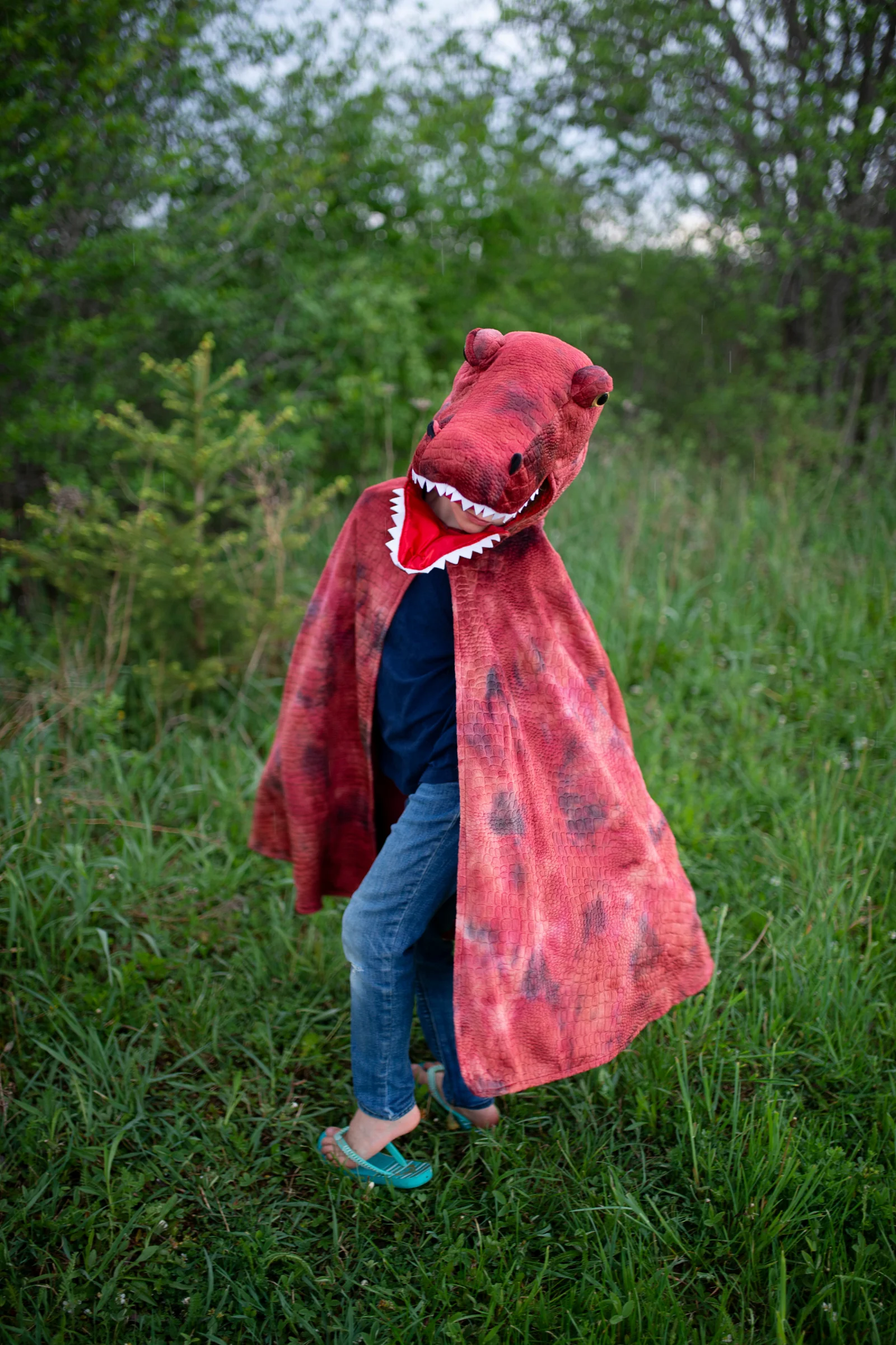 Red and Black Grandasaurus T-Rex Cape with Claws-by-Great Pretenders