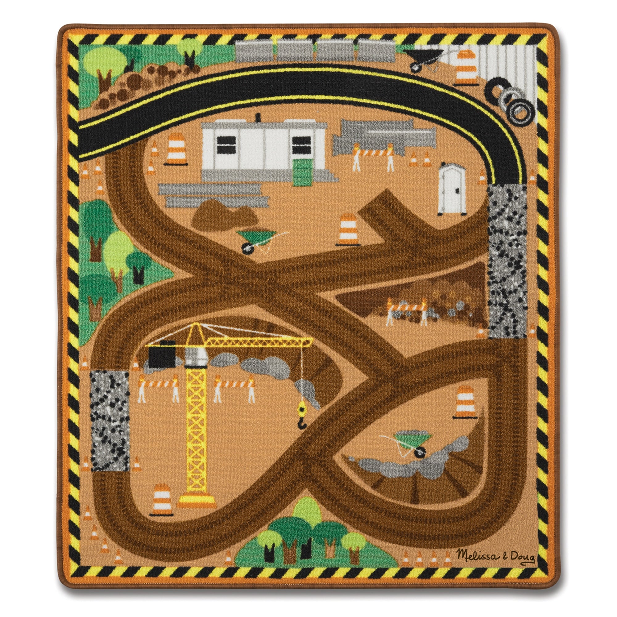 Round the Construction Zone Work Site Rug Vehicle Set by Melissa Doug
