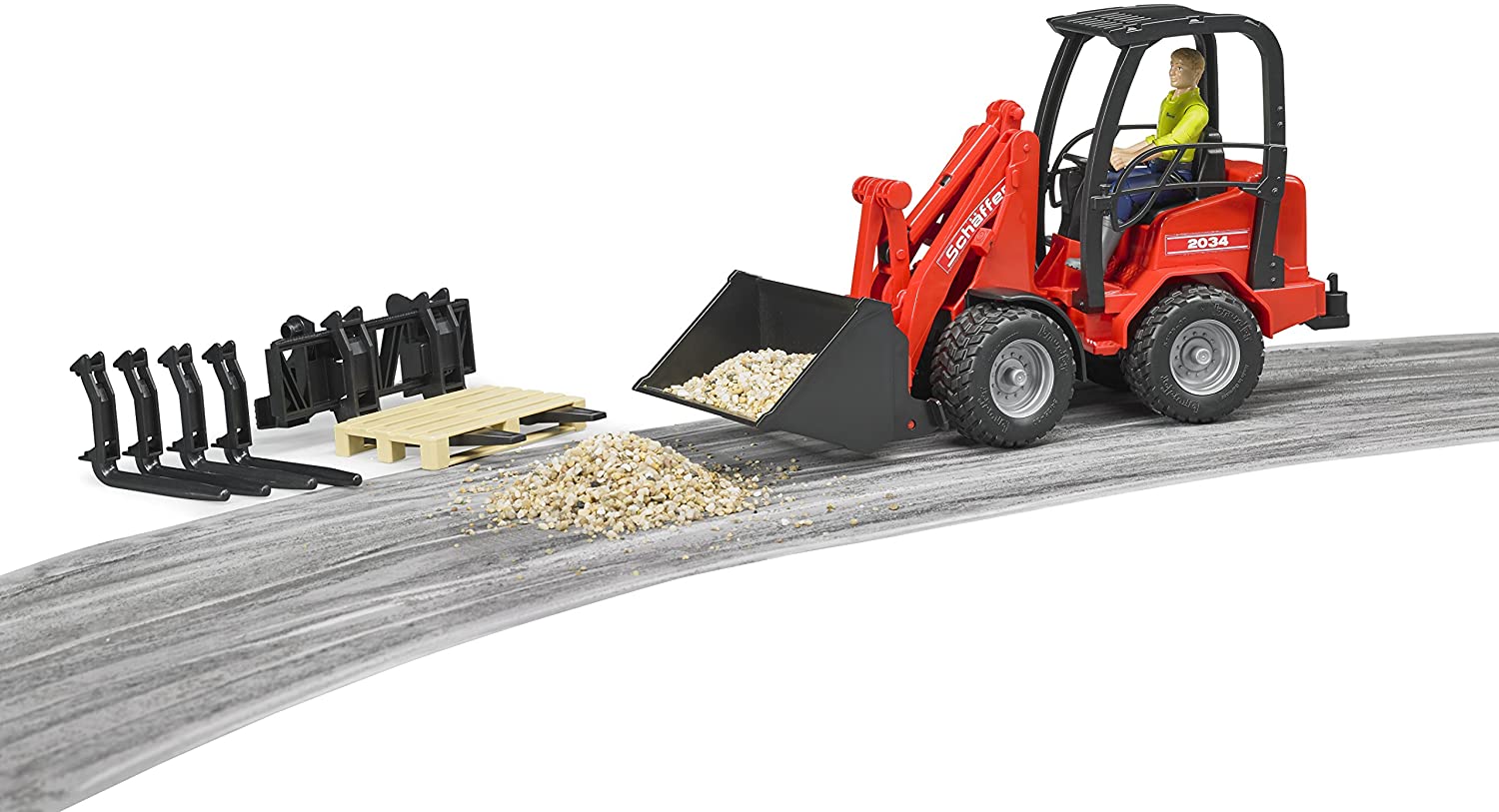 Schaeffer Compact Loader with Figure Accessories by Bruder 3