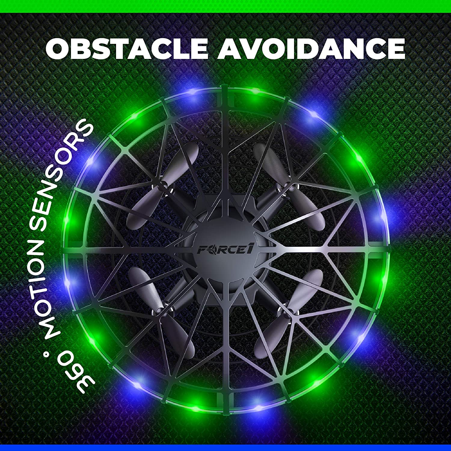 Scoot LED Hand Operated Drone GreenBlue by Force1 2