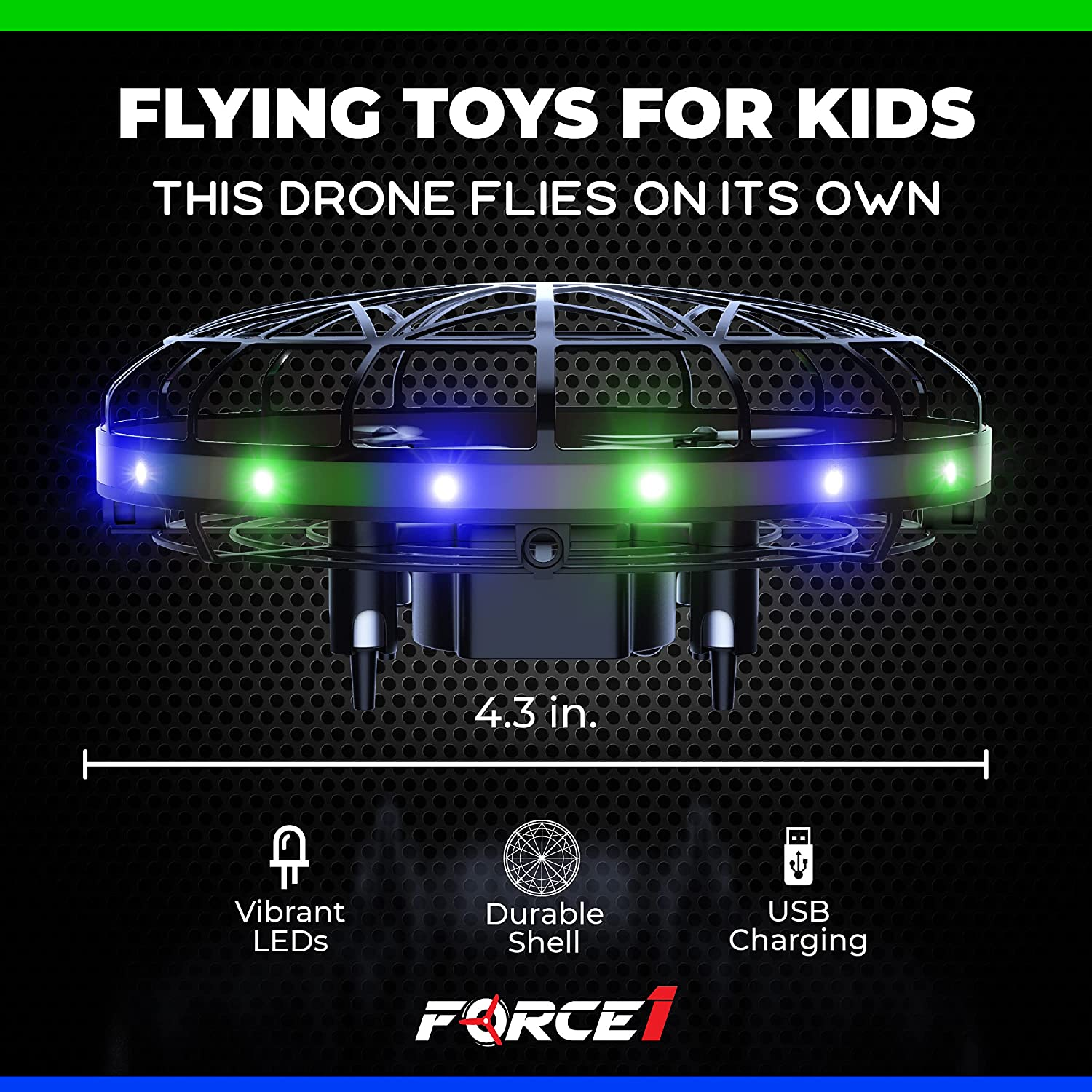 Scoot LED Hand Operated Drone GreenBlue by Force1 5