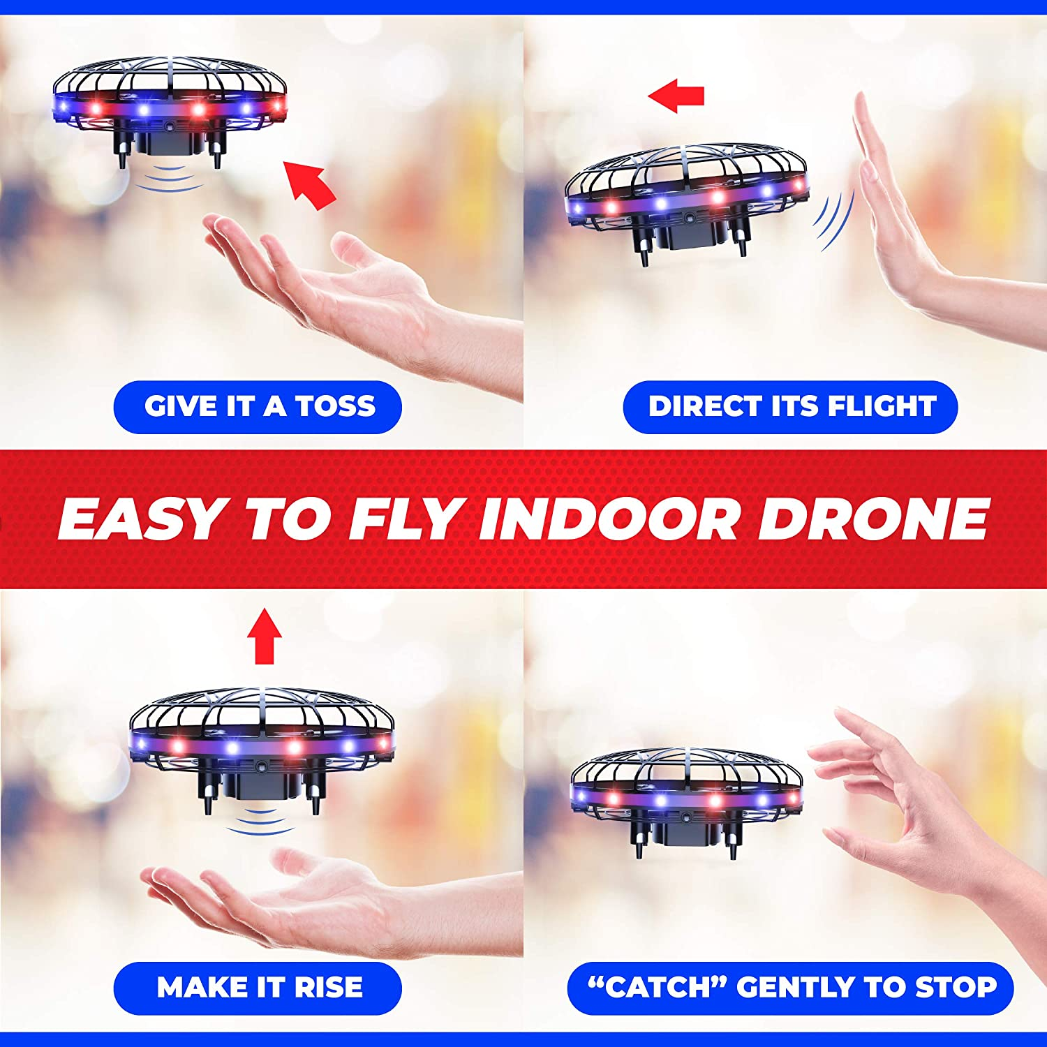 Scoot LED Hand Operated Drone RedBlue by Force1 4