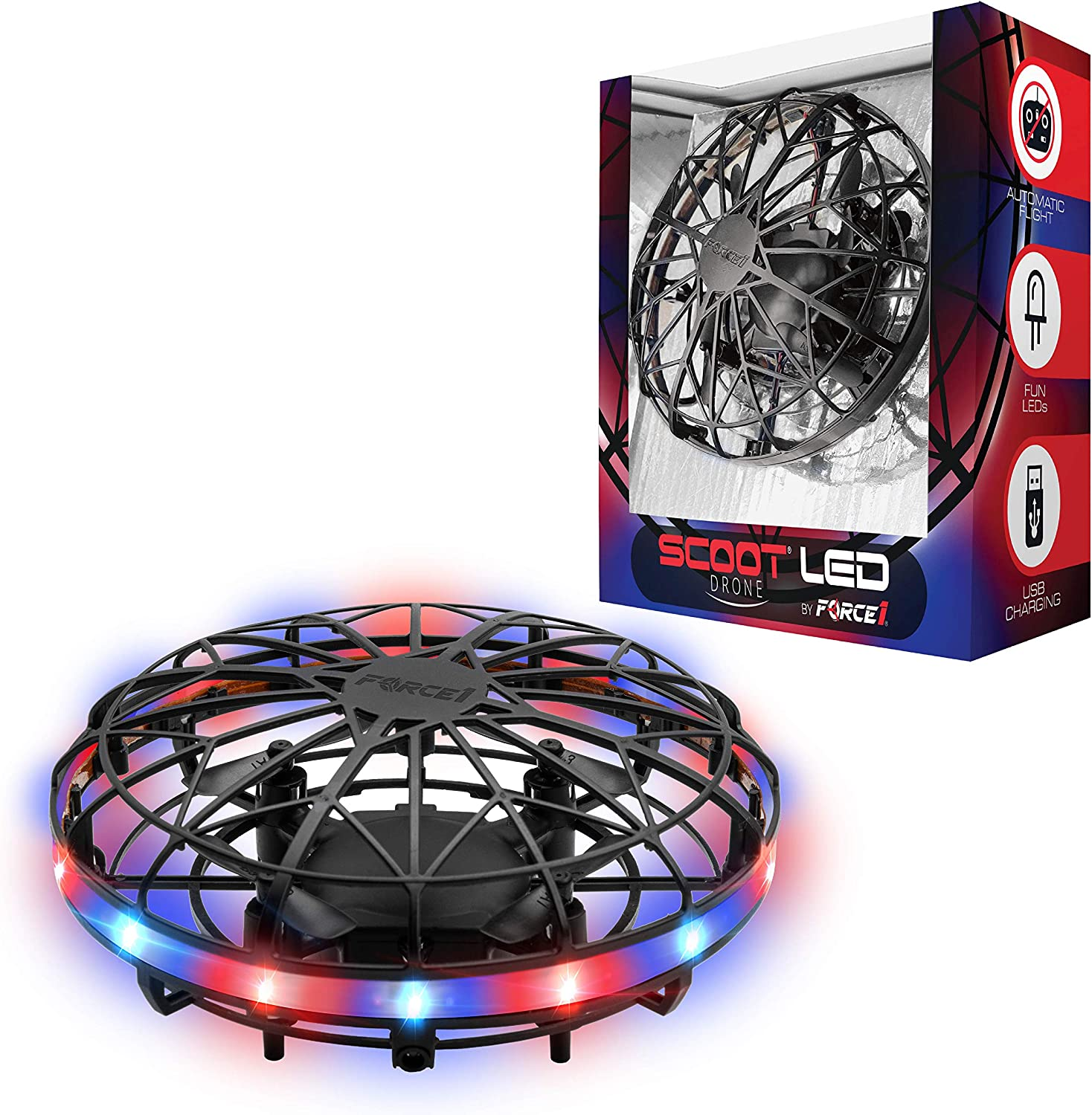 Scoot LED Hand Operated Drone RedBlue by Force1
