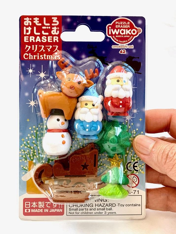 Set of Christmas Themed Erasers by Iwako