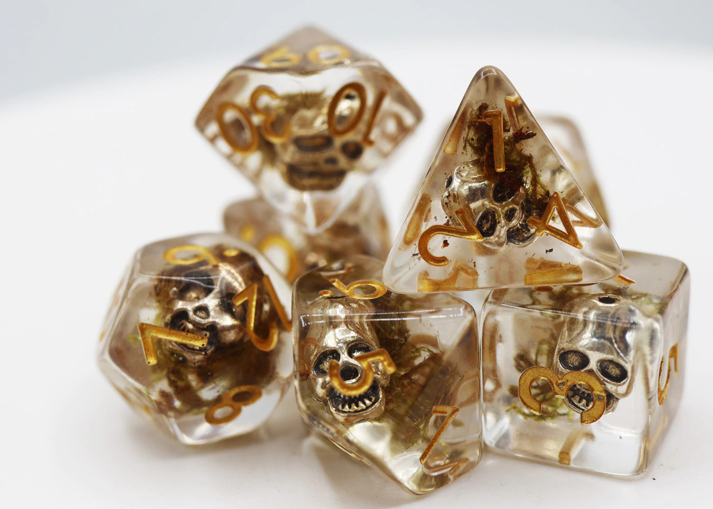 Silver Pirate Skull RPG Dice Set by Foam Brain Games 2