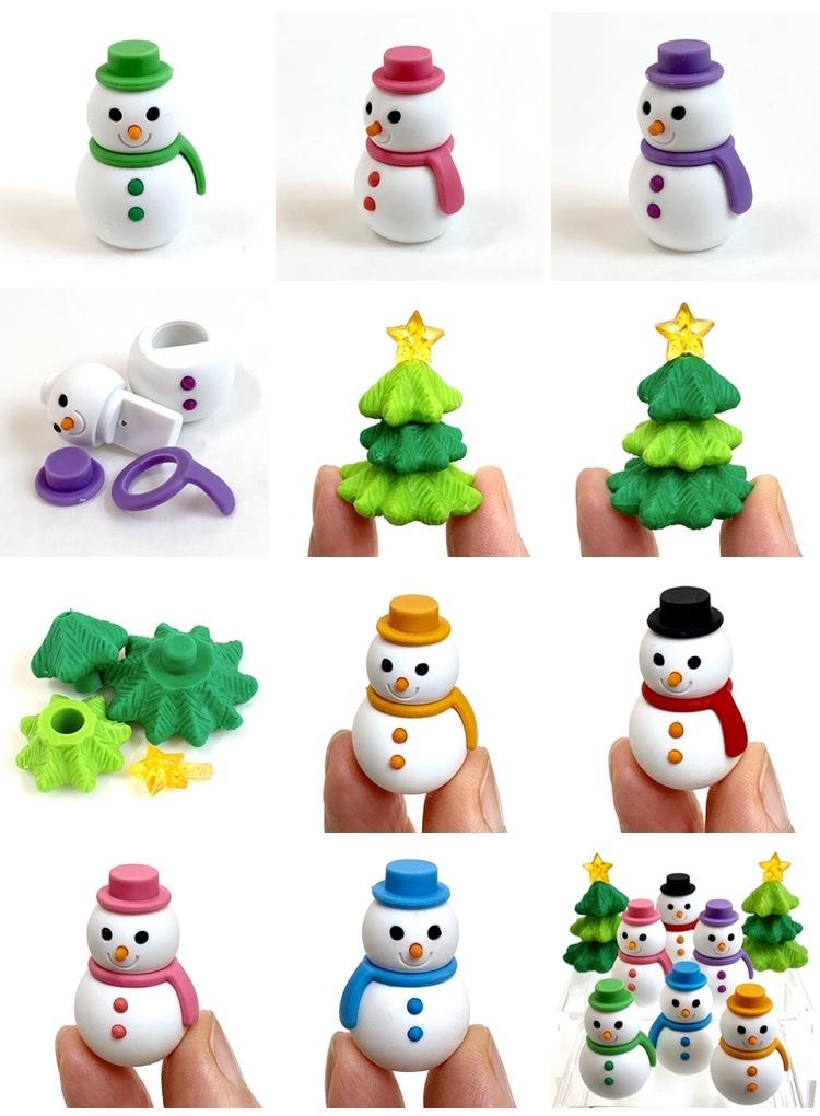 Snowman Christmas Tree Erasers by Iwako 1