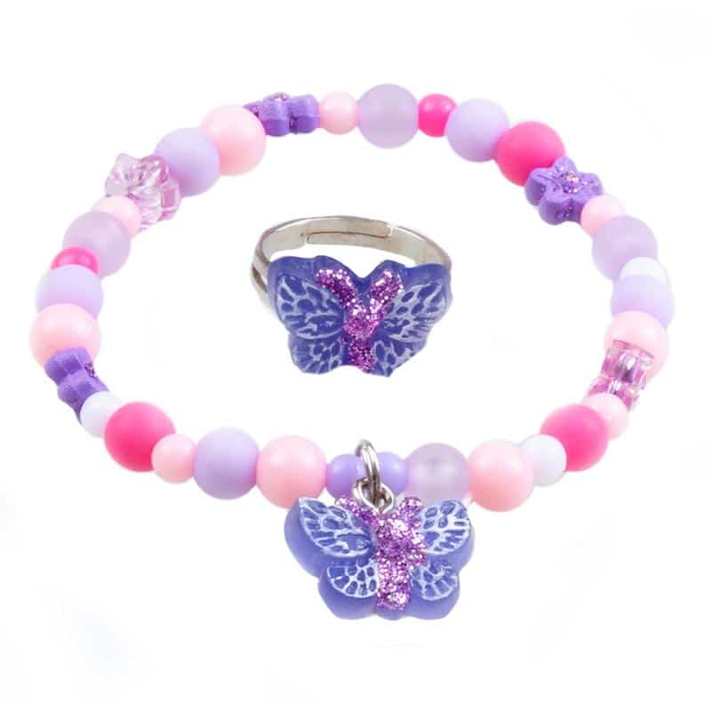 Sparkle Butterfly Bracelet Ring Set by Great Pretenders