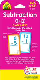 Subtraction 0 12 Flash Cards by School Zone 1