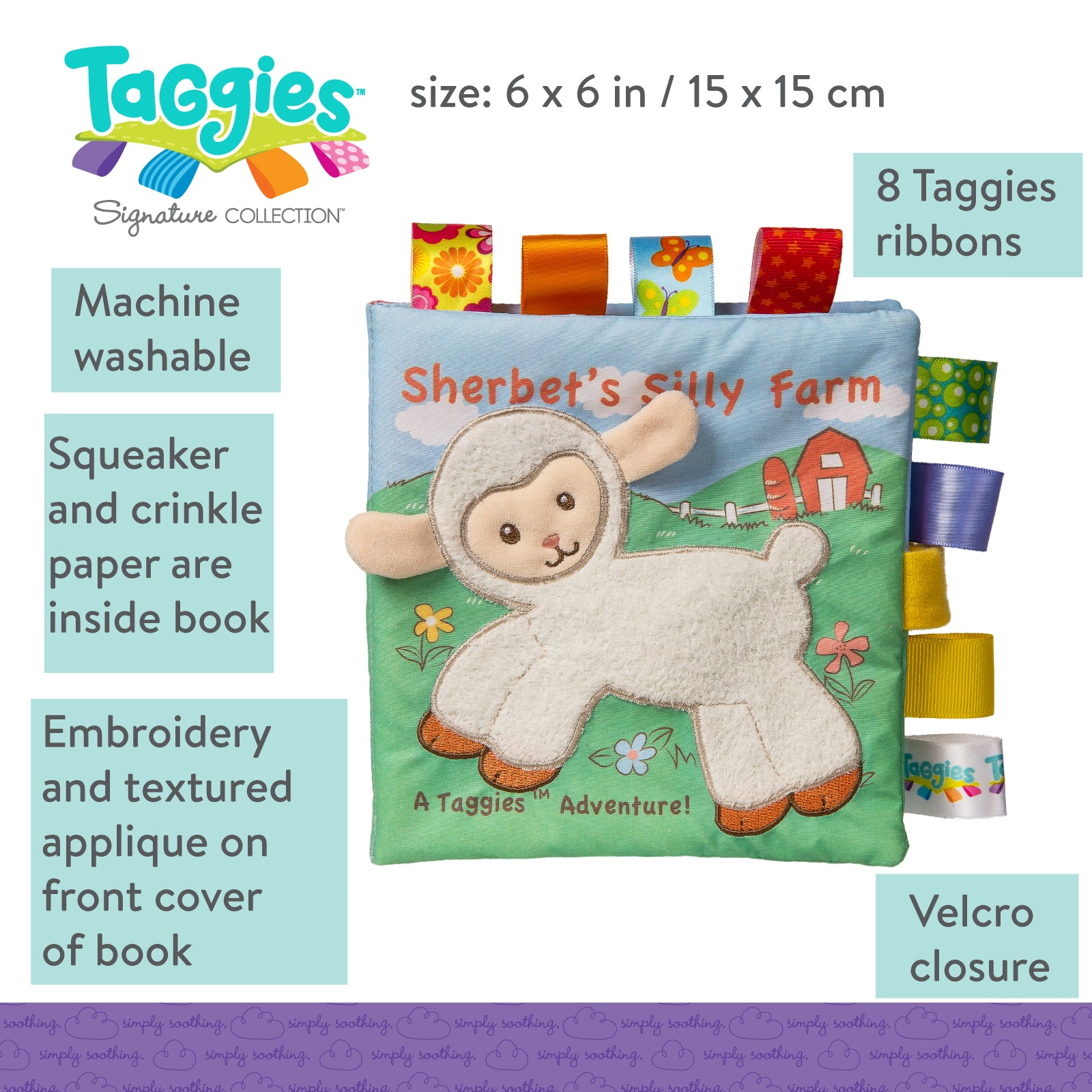 Taggies Sherbet Lamb Soft Book – 6×6″ by Mary Meyer 1